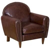 Aviator Leather Chair with Gold Studs