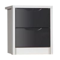 Avola 2 Drawer Bedside, White Avola/Grey Gloss