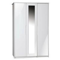 Avola 3 Door Wardrobe with Mirror, White Avola/Cream Gloss