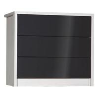 Avola 3 Drawer Chest, White Avola/Grey Gloss