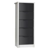 Avola 5 Drawer Tall Boy Chest, White Avola/Grey Gloss