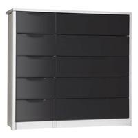 Avola 5 Drawer Double Chest, White Avola/Grey Gloss