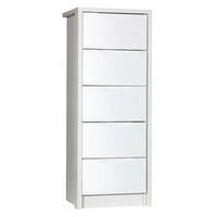 Avola 5 Drawer Tall Boy Chest, White Avola/Cream Gloss