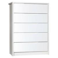 avola 5 drawer chest white avolacream gloss