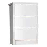 avola 3 drawer bedside white avolacream gloss