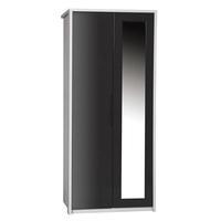 avola 2 door wardrobe with mirror white avolagrey gloss