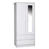 avola 2 door 2 drawer wardrobe with mirror white avolacream gloss