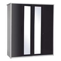 Avola 4 Door Wardrobe with Mirror, White Avola/Grey Gloss