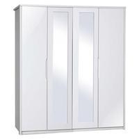 avola 4 door wardrobe with mirror white avolacream gloss