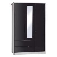 avola 3 door 2 drawer wardrobe with mirror white avolagrey gloss