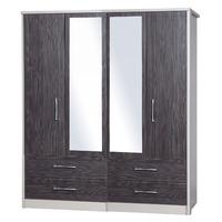 Avola Grey 4 Door, 4 Drawer Mirrored Wardrobe