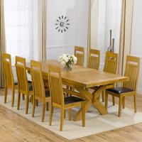 avignon oak extending dining table and 8 monte carlo chairs