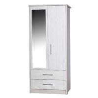 Avola White 2 Door, 2 Drawer Combi Wardrobe with Mirror