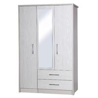 avola white 3 door 2 drawer combi wardrobe with mirror