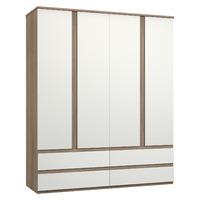 Avenue 4 Door 4 Drawer Wardrobe Truffle Brown Oak and White