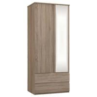 Avenue 2 Door 2 Drawer Mirrored Wardrobe Truffle Brown Oak