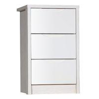 avola cream gloss 3 drawer bedside