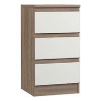 Avenue 3 Drawer Bedside Truffle Brown Oak and White