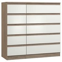 Avenue 5 Plus 5 Drawer Chest Truffle Brown Oak and White