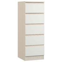 Avenue 5 Drawer Tallboy White Avola and White