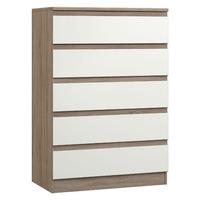 Avenue 5 Drawer Chest Truffle Brown Oak and White