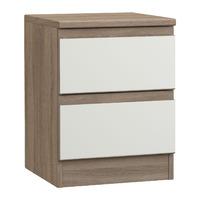 Avenue 2 Drawer Bedside Truffle Brown Oak and White