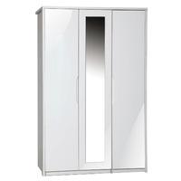 Avola Cream Gloss 3 Door Wardrobe with Mirror