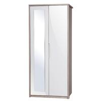 Avola Cream Gloss 2 Door Wardrobe with Mirror Front