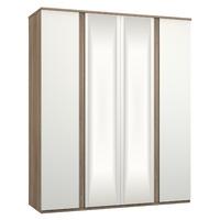 Avenue 4 Door Mirrored Wardrobe Truffle Brown Oak and White