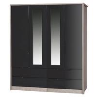 avola grey gloss 4 door 4 drawer mirrored wardrobe