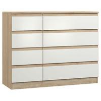 Avenue 4 Plus 4 Drawer Chest Natural Oak and White