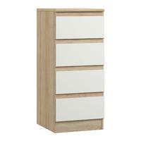 Avenue 4 Drawer Tallboy Natural Oak and White