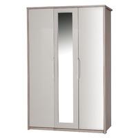 Avola Sand Gloss 3 Door Wardrobe with Mirror