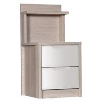 avola sand gloss 2 drawer bedside with shelf