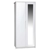 Avola Cream Gloss 2 Door Wardrobe with Mirror Front