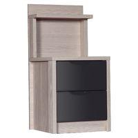 avola grey gloss 2 drawer bedside with shelf