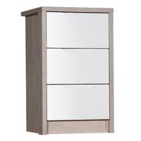 avola cream gloss 3 drawer bedside