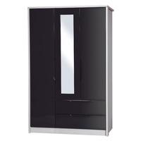 Avola Grey Gloss 3 Door 2 Drawer Combi Wardrobe with Mirror