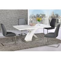 Avici Y Shaped High Gloss White Dining Table And 6 Dining Chairs