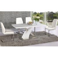 Avici Y Shaped High Gloss White And Chrome Dining Table 6 Chairs