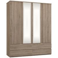 Avenue 4 Door 4 Drawer Mirrored Wardrobe Truffle Brown Oak