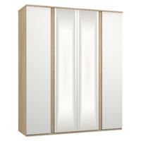 avenue 4 door mirrored wardrobe natural oak and white