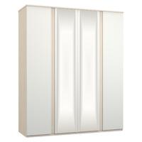 Avenue 4 Door Mirrored Wardrobe White Avola and White