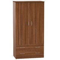 Avon 2 Door 2 Drawer Wardrobe Avon - 3ft 2 Drawer Robe - Walnut