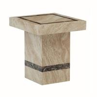 Aviator Marble End Table Square In Cream And Cappuccino