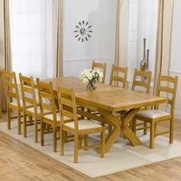 avignon solid oak extending dining table and 8 hannover chairs