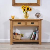 Avignon Console Table Rectangular In Oak With 2 Drawers