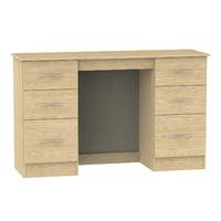 Avon 6 Drawer Dressing Table Avon - 6 Drawer Dressing Table with Butterfly Mirror and Stoo- Light Oak