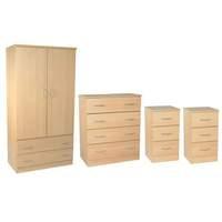 Avon Bedroom Set 2 Avon - Light Oak - 1x 3â?? 2 Drawer Robe + 2x 3 Drawer Bedside Cabinet + 1x 4 Drawer Chest