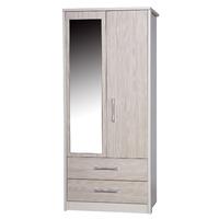 avola champagne 2 door 2 drawer combi wardrobe with mirror